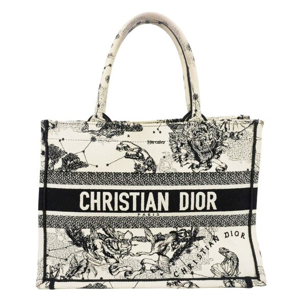 Christian Dior  Book Zodiac Embroidery Canvas Tote Bag Latte - Picture 1 of 12